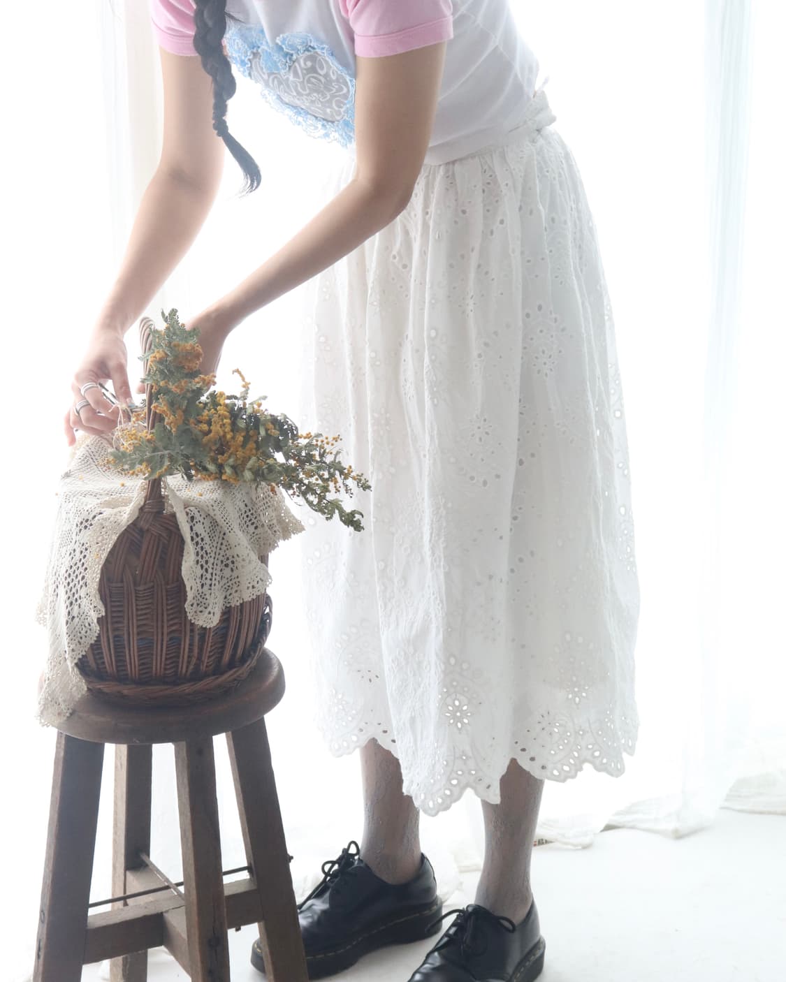 [Beams Heart] White Broderie Lace Skirt 상품이미지4