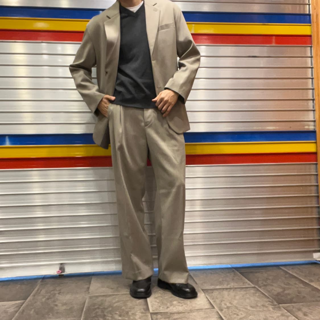 [택포](상의105,하의32) 호웰 오버핏 울 수트 베이지 상품이미지1