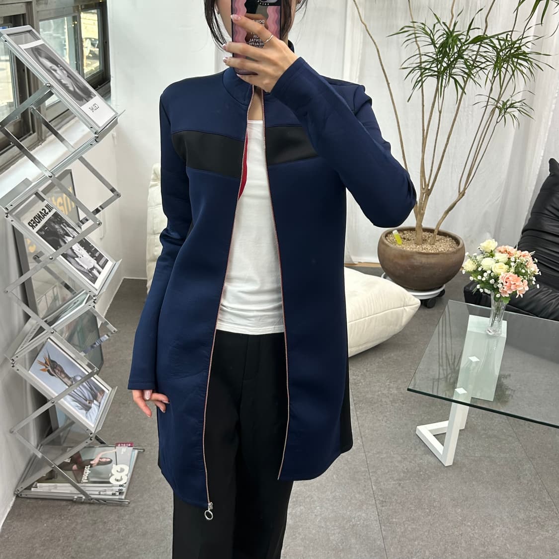 Zara 네이비 배색 집업 원피스 상품이미지3