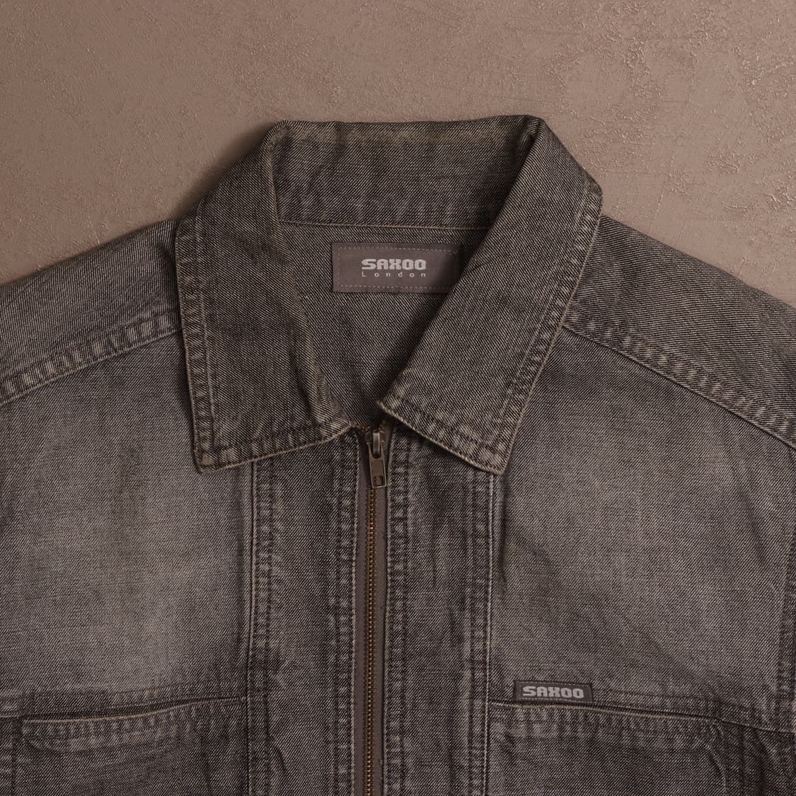 빈티지 USA 워싱 흑청 데님 집업 자켓 A1685 상품이미지2