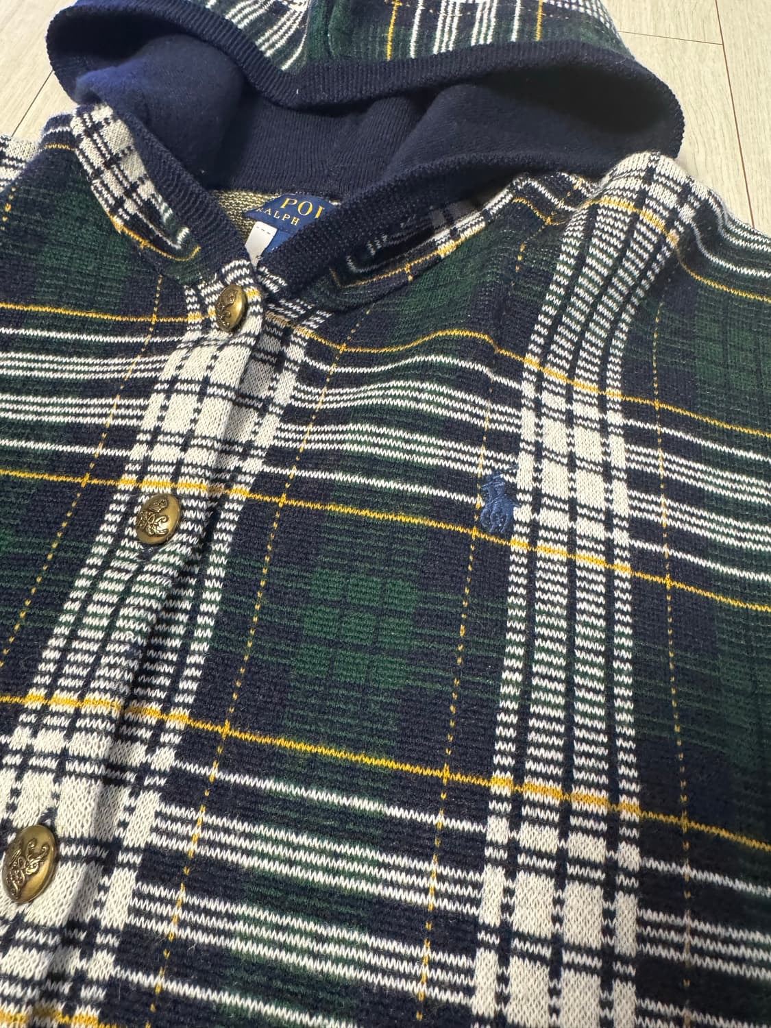 폴로 랄프로렌 키즈 플래드 울 블랜드 후드 판쵸 6세 상품이미지4