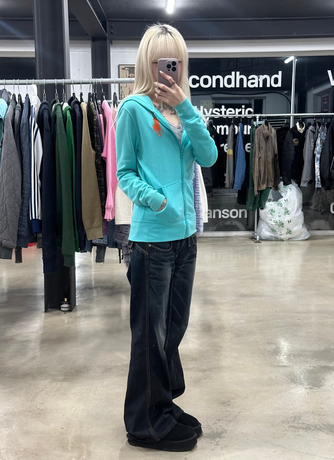 폴로 랄프로렌 빅포니 민트 후드 집업 상품이미지2