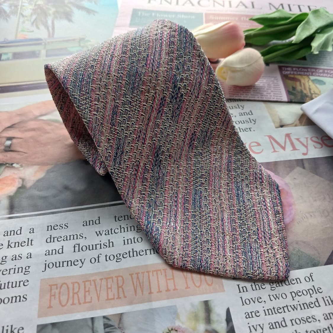 미쏘니 실크 멀티컬러 직조 패턴 넥타이 9.5cm B등급 A18730
 상품이미지2