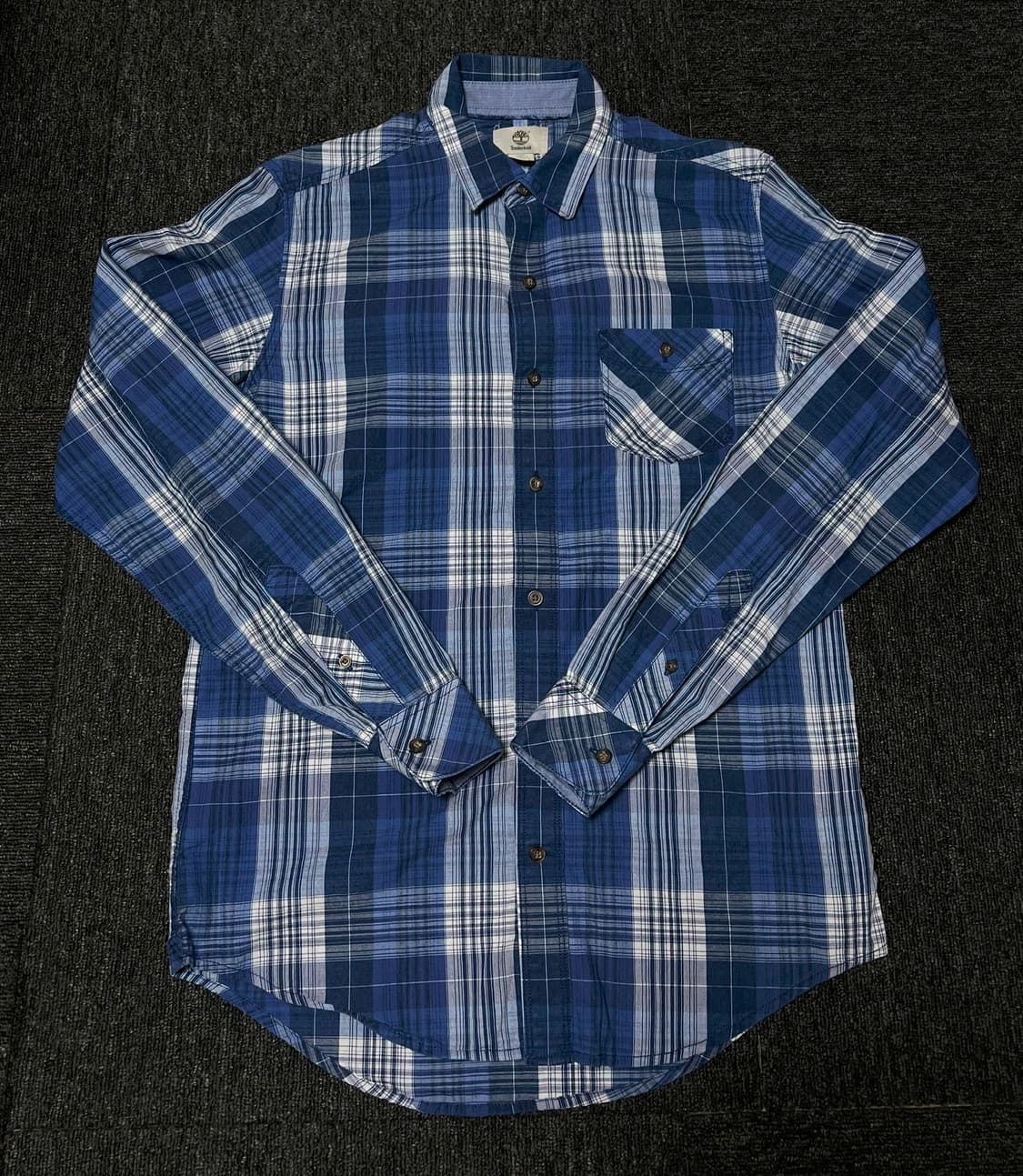Timberland 체크 셔츠 (블루 플래드 버튼다운) 상품이미지1
