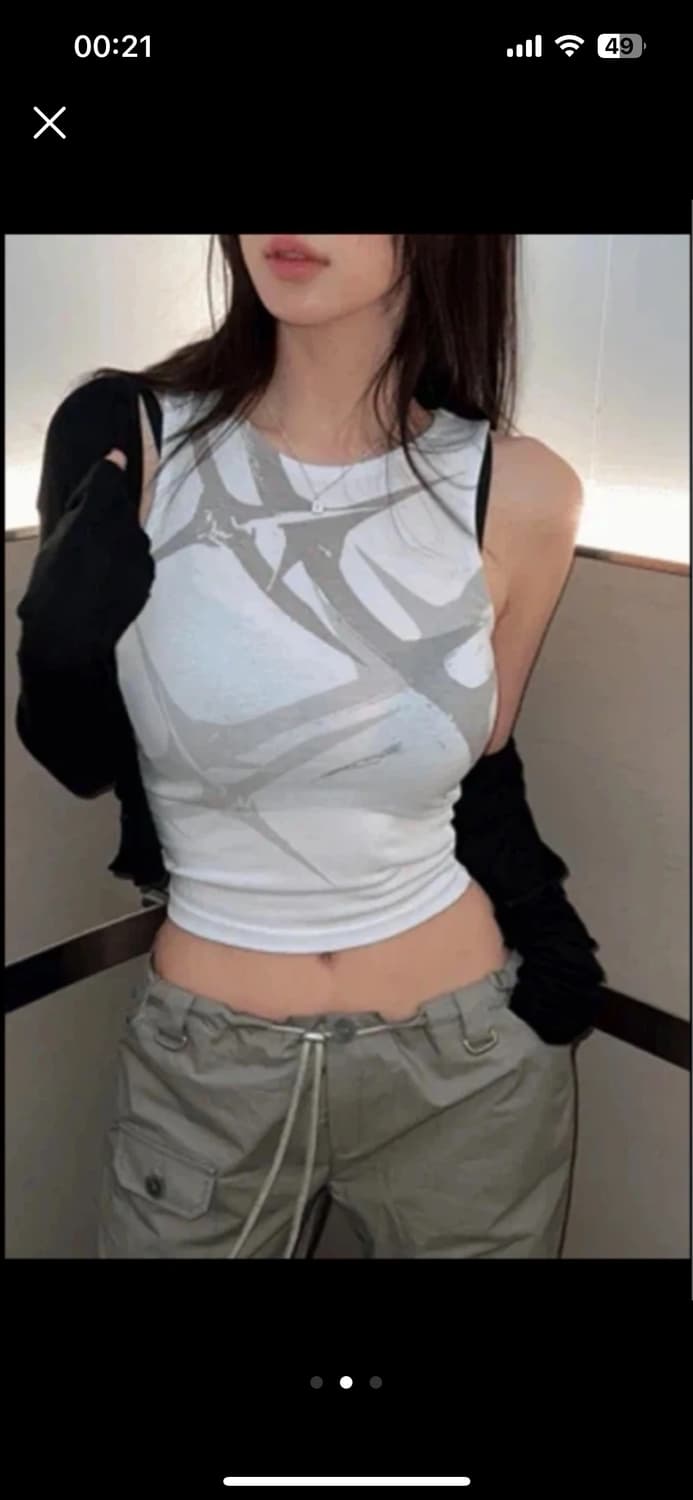[히프나틱] 더브유 세미크롭 나시 + 블랙 가디건  상품이미지2