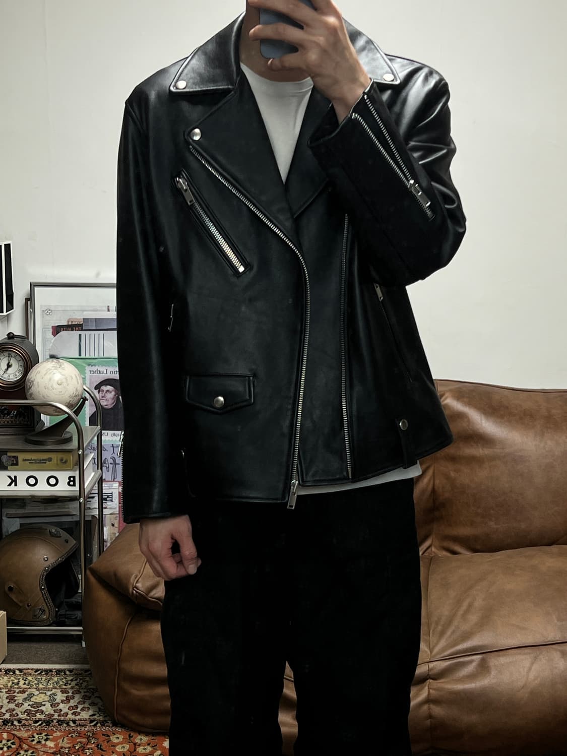 [L] 무신사스탠다드 오버핏 양가죽 더블 라이더 자켓 상품이미지6