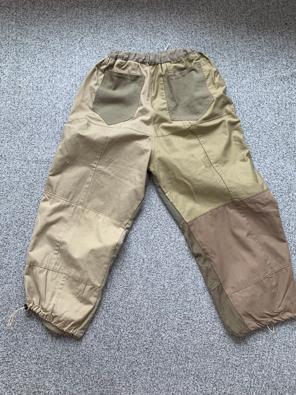 베이지브라운 패치디테일 코튼 벌룬팬츠 힙합바지 상품이미지3