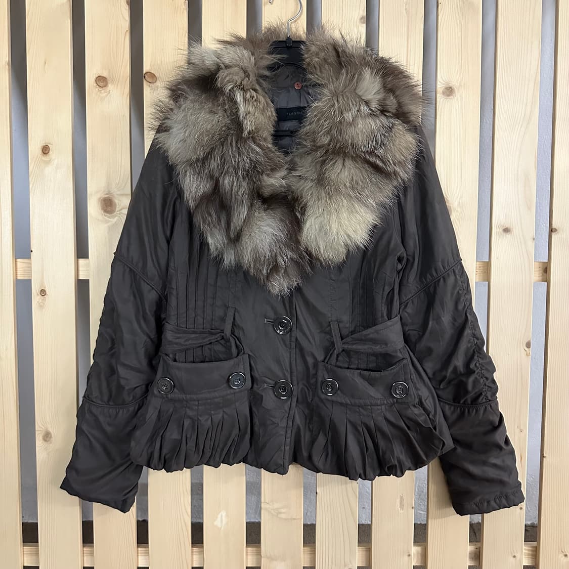 (S) 빈티지 퍼 브라운 패딩 자켓 상품이미지1