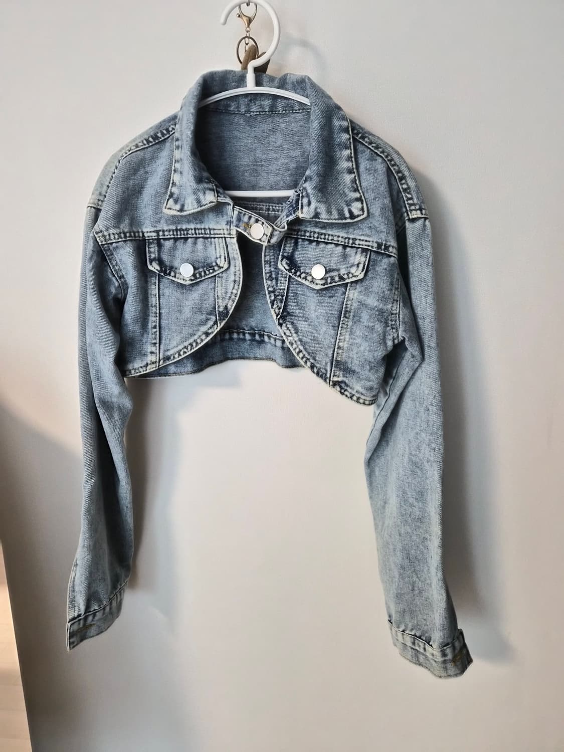 빈티지 워싱 라운드 크롭 데님 자켓 상품이미지1