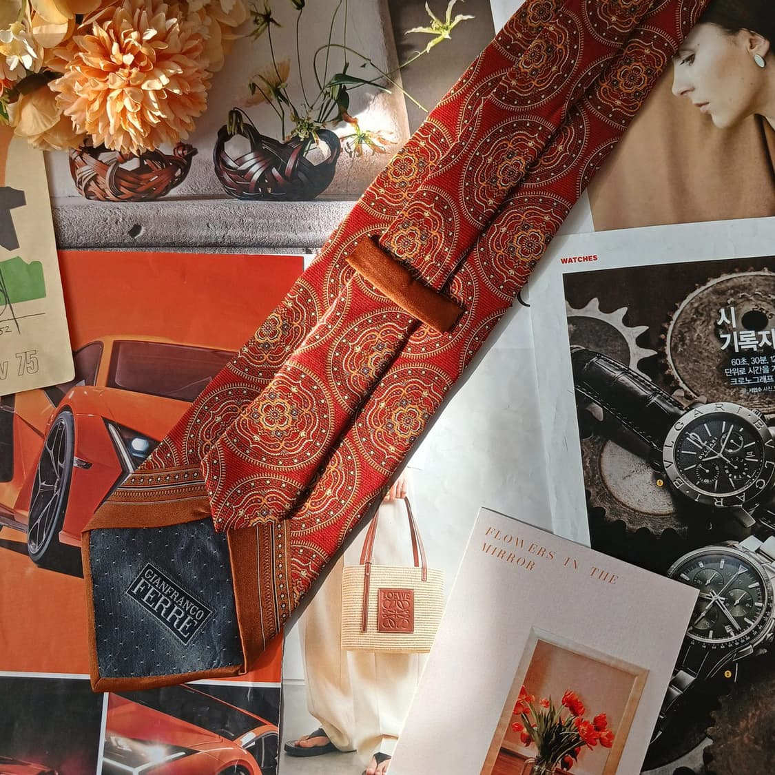 지안프랑코 페레 실크 메달리온 넥타이 9.5cm A+등급 A19675 상품이미지5