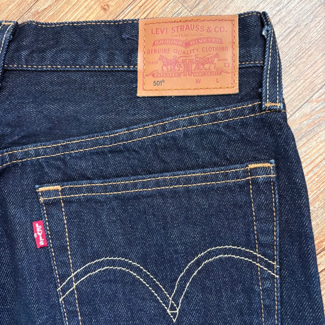 리바이스 501 청바지 진청 데님 28 오리지널 레드탭 프리미엄 상품이미지7