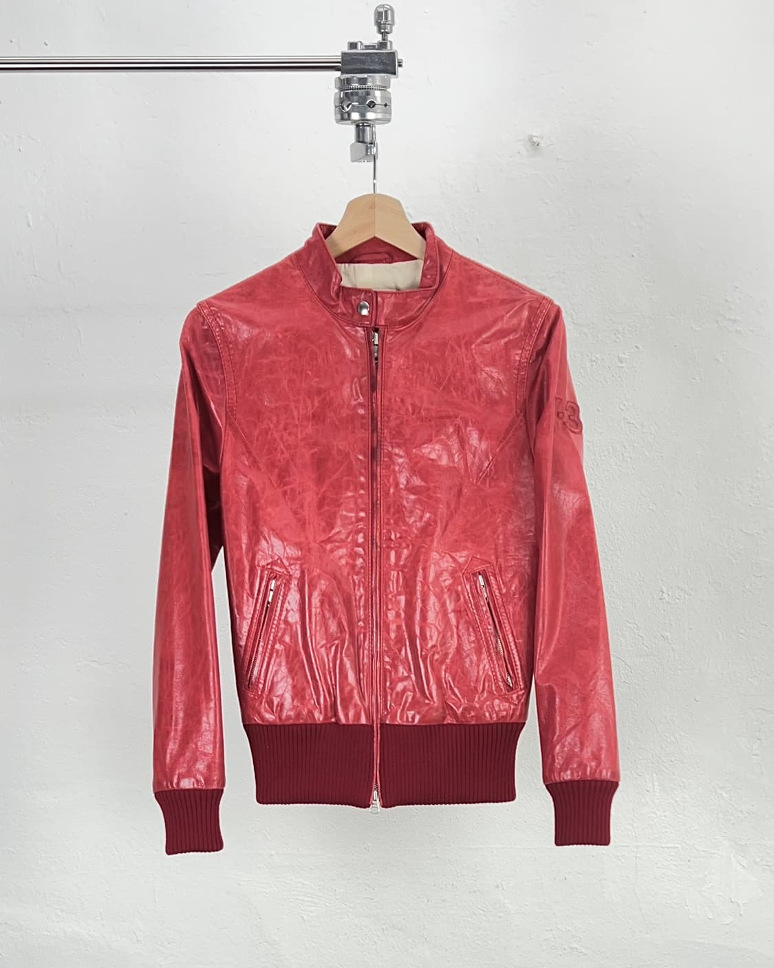 y-3 레드 글로시 램버트 레더 투 팩 라이더 자켓 상품이미지1