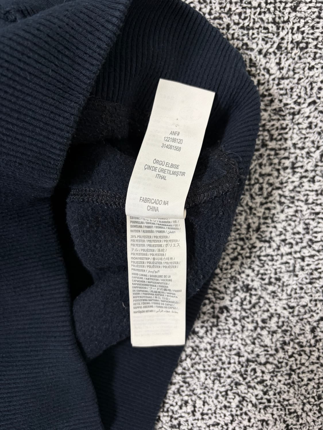 빈티지9. 아베크롬비 딥네이비 로고 후드티셔츠 상품이미지3