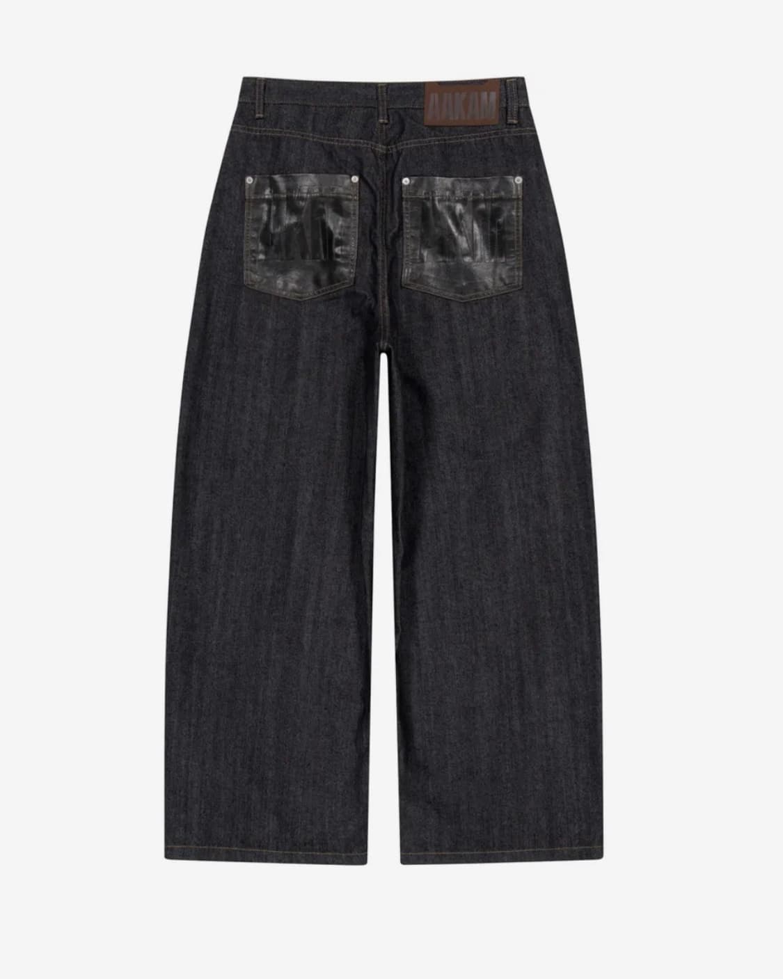 AAKAM Leather Patch Denim Pants (Black) 상품이미지3