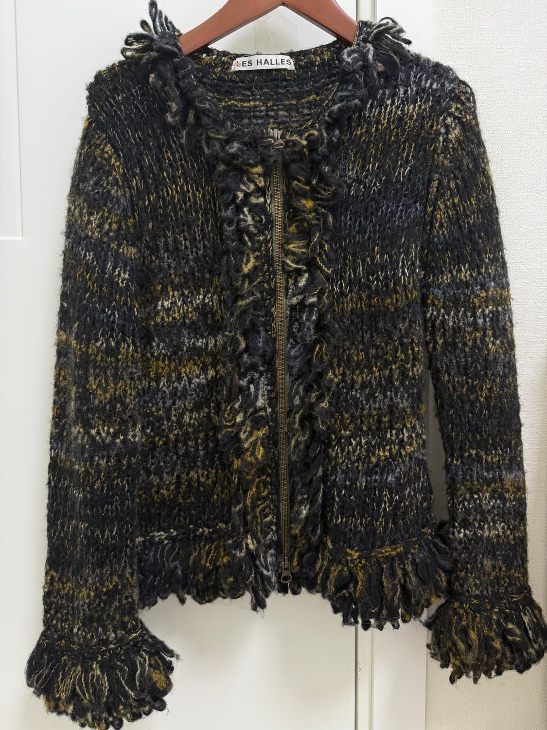 투웨이 부클 울 니트 가디건 집업 헤어리 상품이미지1