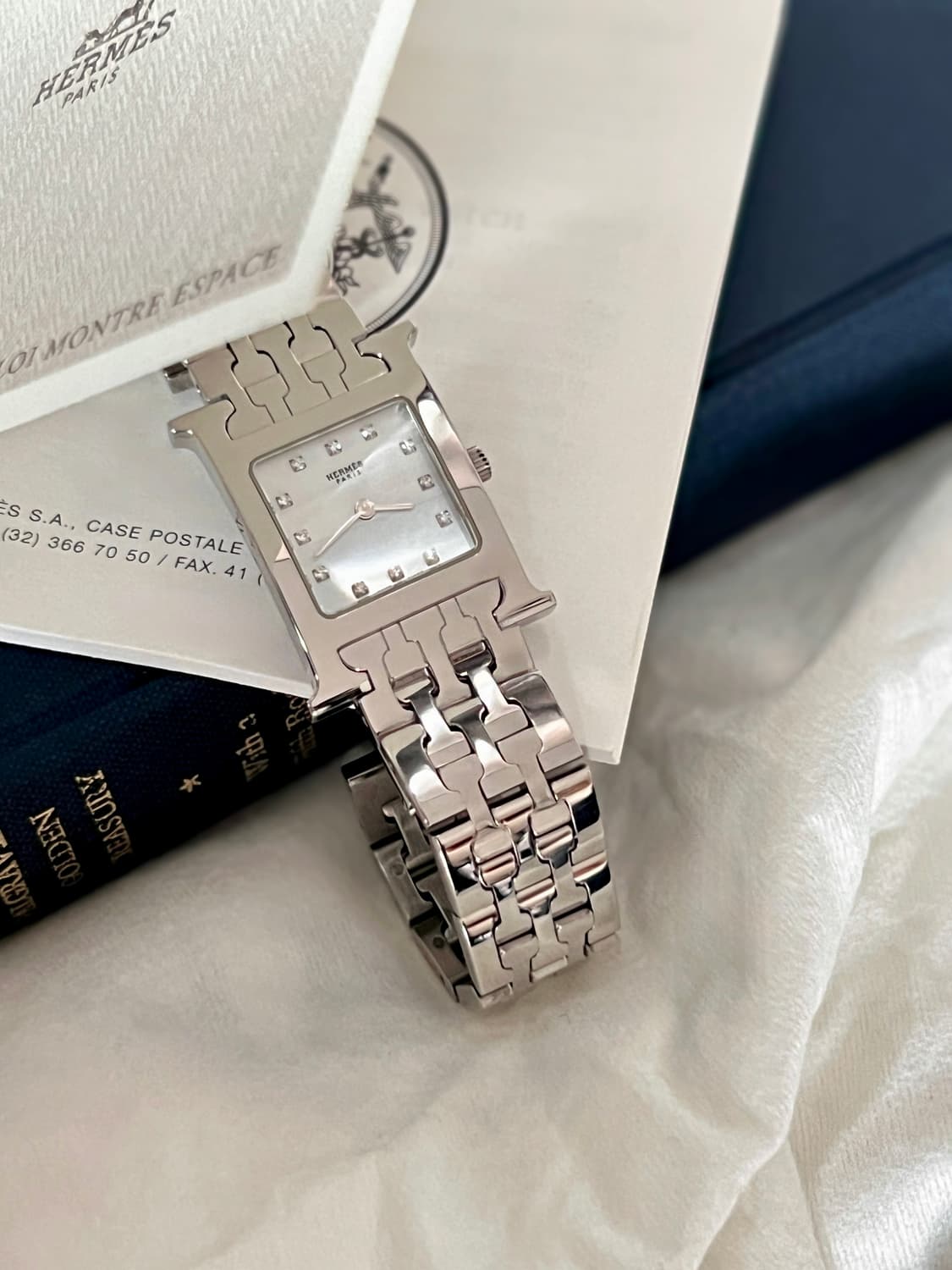 에르메스 12p 다이아 화이트 쉘 H아워 시계 /정품감정.케어  상품이미지3