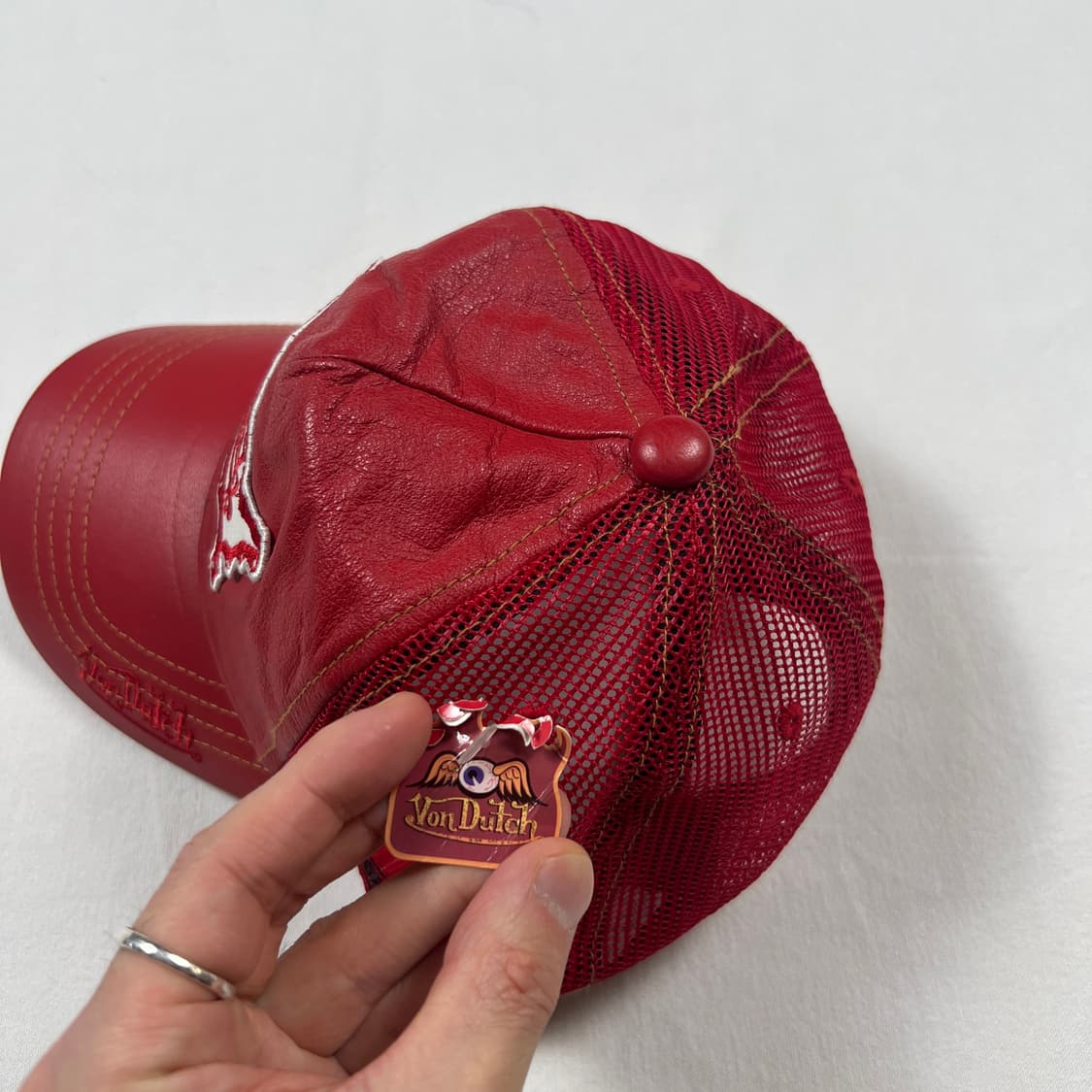 데드스탁 본더치 von dutch 가죽 레더 메쉬 트러커 캡모자 상품이미지7