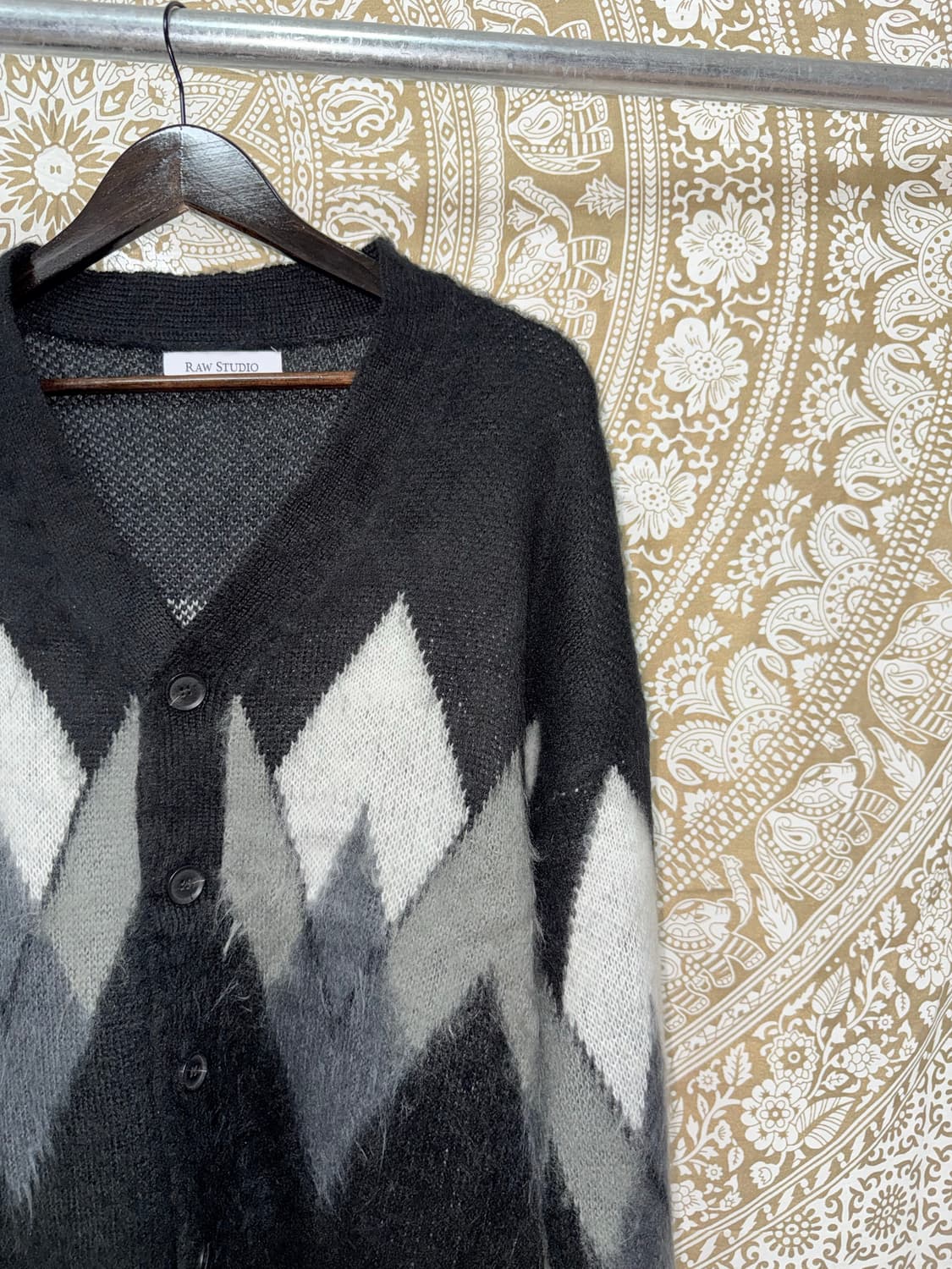 RAW STUDIO 아가일 울 니트 가디건  상품이미지4