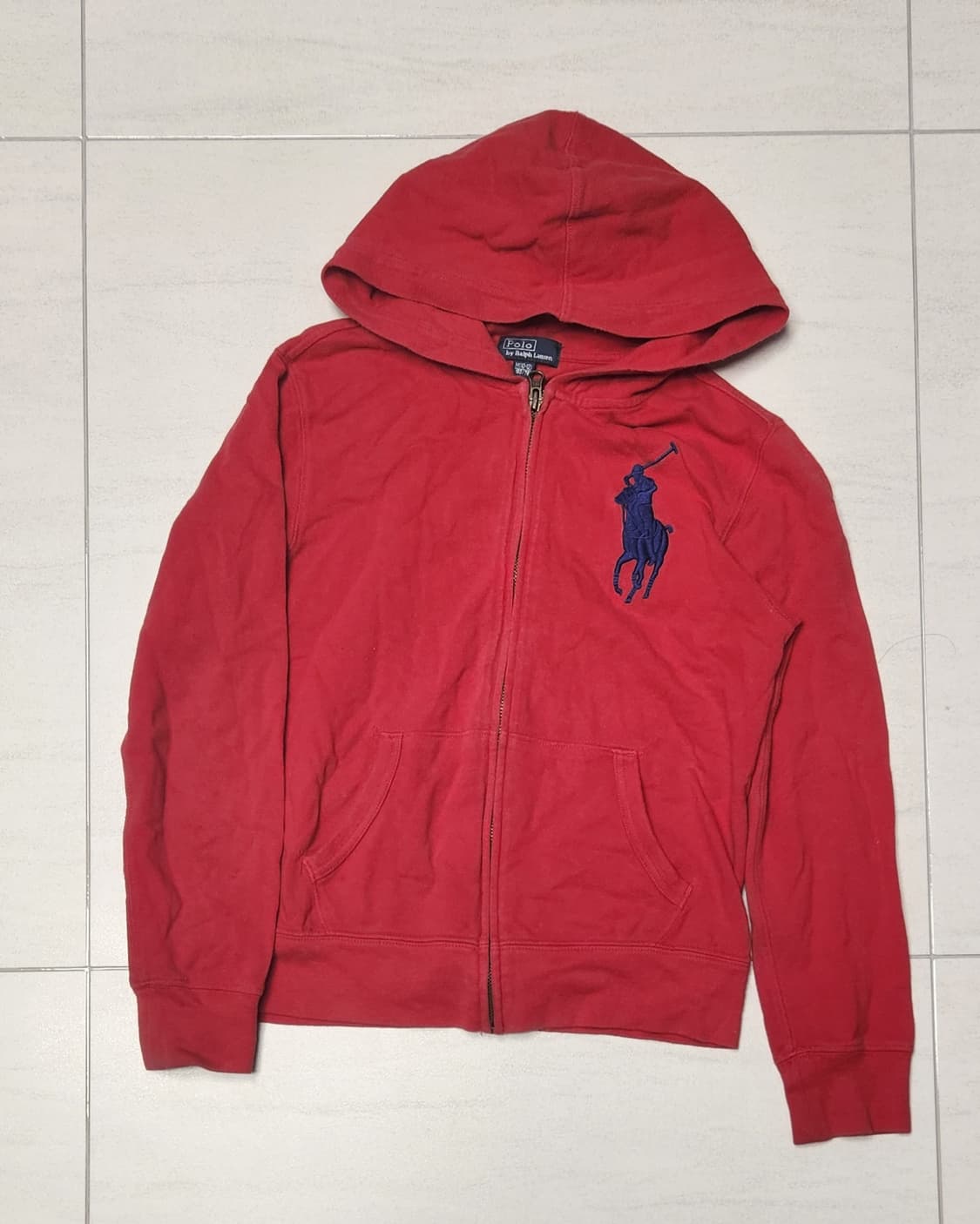 폴로 빅포니 레드 후드집업 M(10-12) 상품이미지1