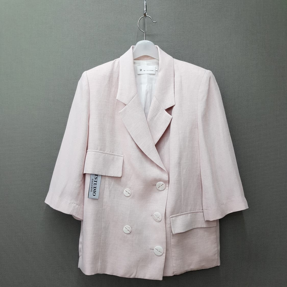 잇미샤 2023 린넨 블렌드 반팔 더블 버튼 자켓 55사이즈 상품이미지1