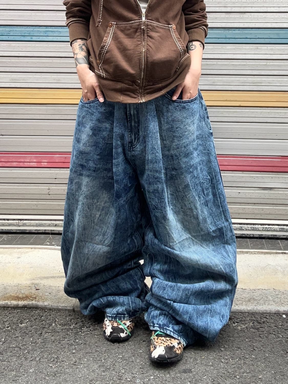 90s ROCA WEAR 타이다이 지퍼 데님벌룬팬츠 상품이미지3