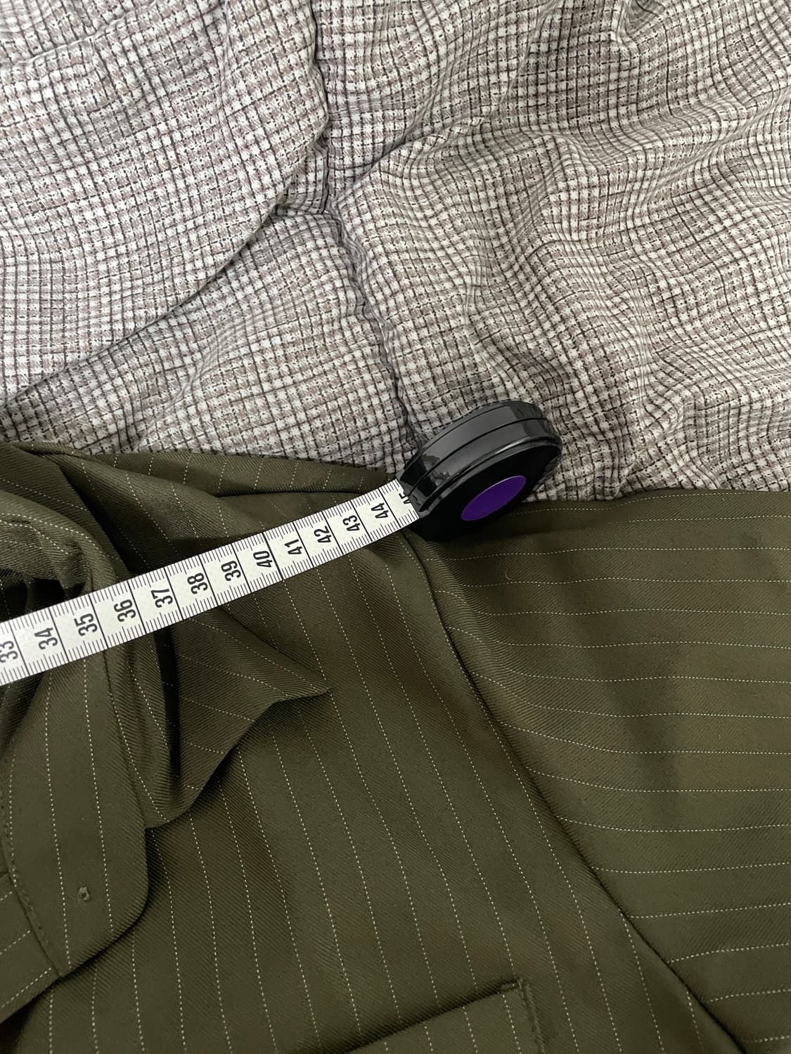 카키 스트라이프 셔츠 블라우스 상품이미지2