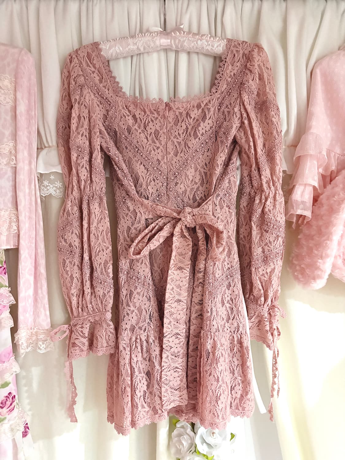 히메갸루 레이스 코르셋 프릴 리본 원피스 상품이미지2