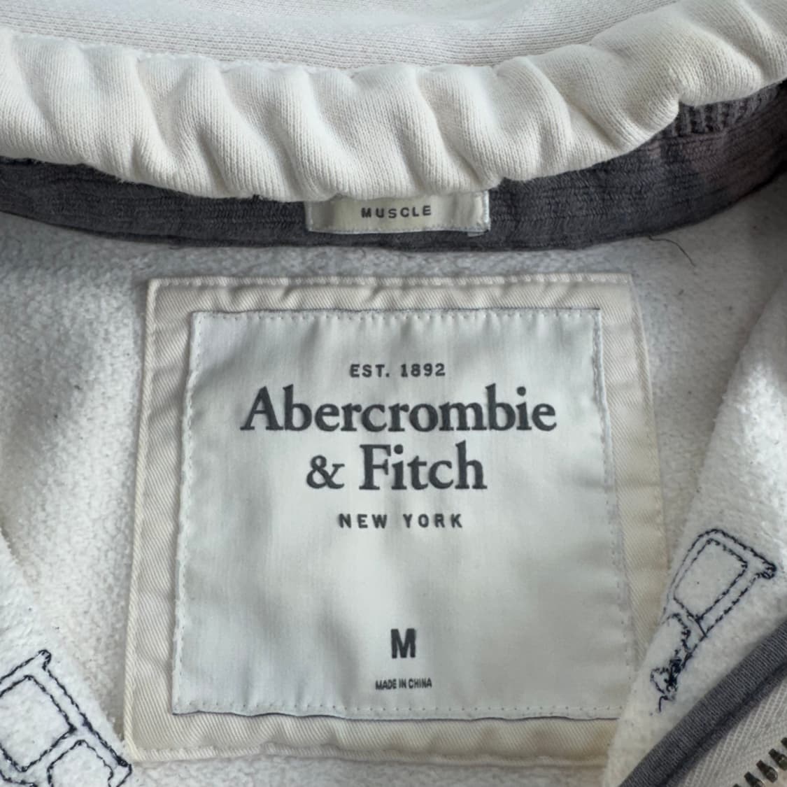 Abercrombie 아베크롬비 아치로고 아이보리 후드집업  상품이미지5