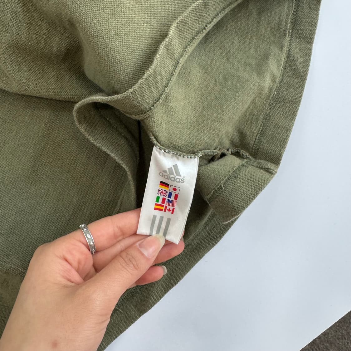 Adidas 아디다스 삼각로고 카키 카라 반팔  상품이미지6