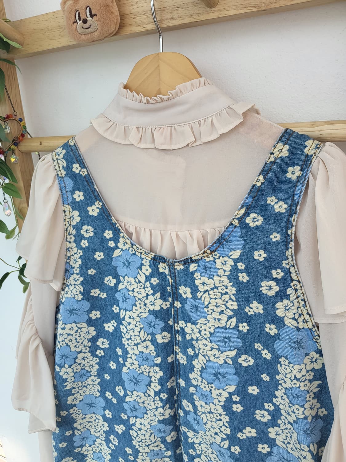 플라워 데님 멜빵 원피스 상품이미지7