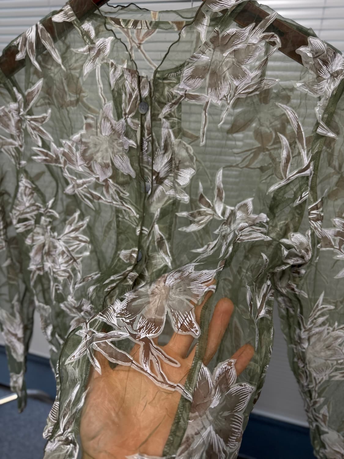 빈티지 플라워패턴 시스루 셔츠 상품이미지2