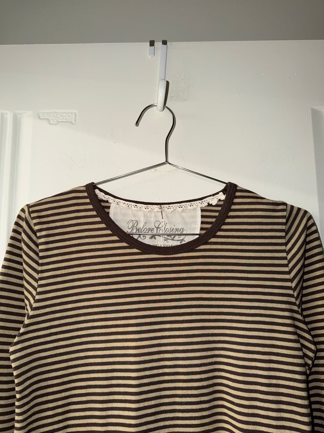 일본빈티지 브라운 스트라이프 롱슬리브 상품이미지2