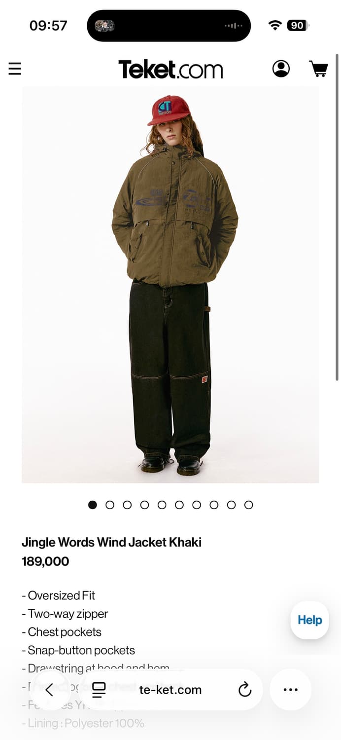 테켓 바람막이 Jingle Words Wind Jacket Khaki 상품이미지4