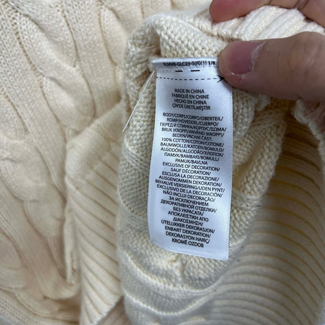 폴로 랄프로렌 신형 큐알택 아이보리 케이블 크루넥 니트 스웨터(M) 상품이미지7