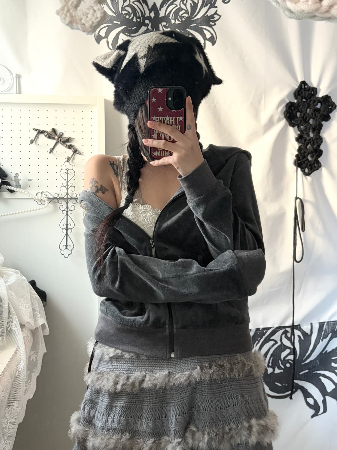 • Bang Bang Gray Velvet Hooded Zip-Up 상품이미지8