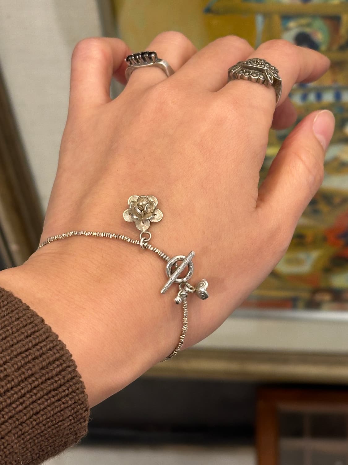 Musta karensilver+vintage charm bracelet 상품이미지6