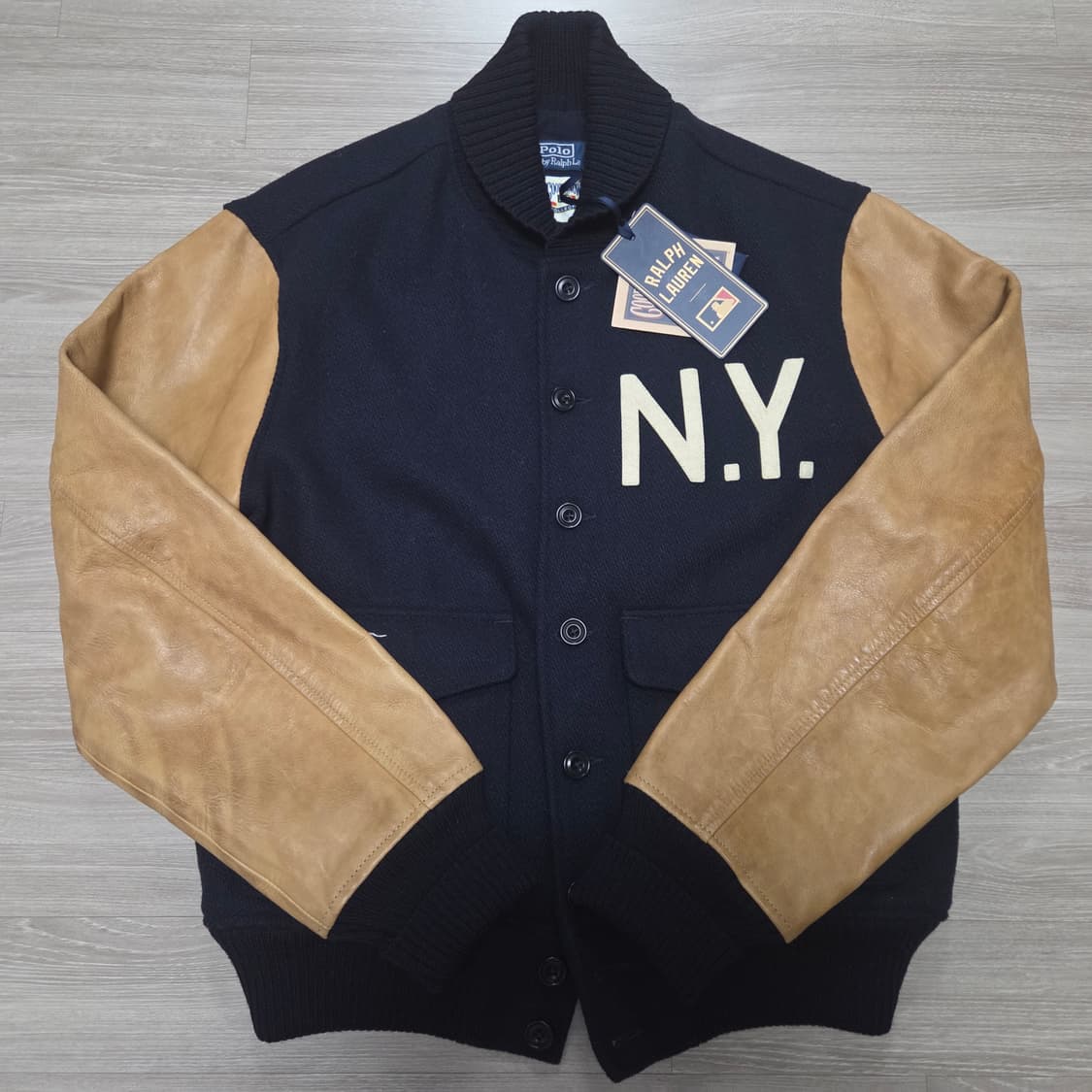 [새상품]폴로 랄프로렌 양키스 울 레더 바시티 자켓 상품이미지3
