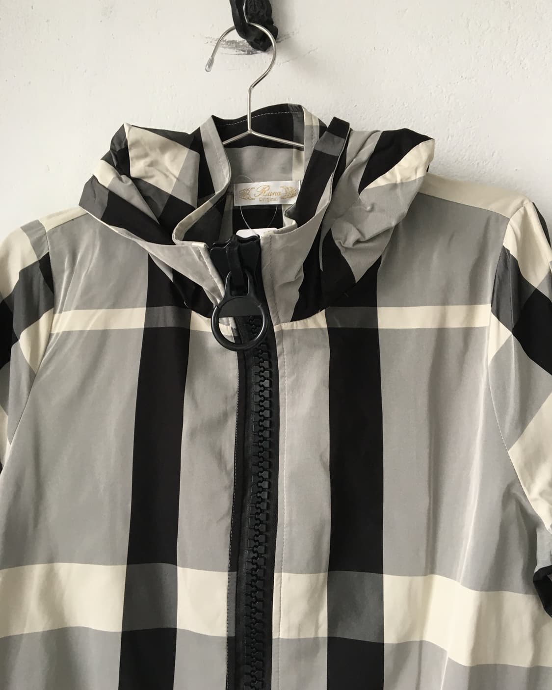 Check pattern balloon fit hood long jack 상품이미지5
