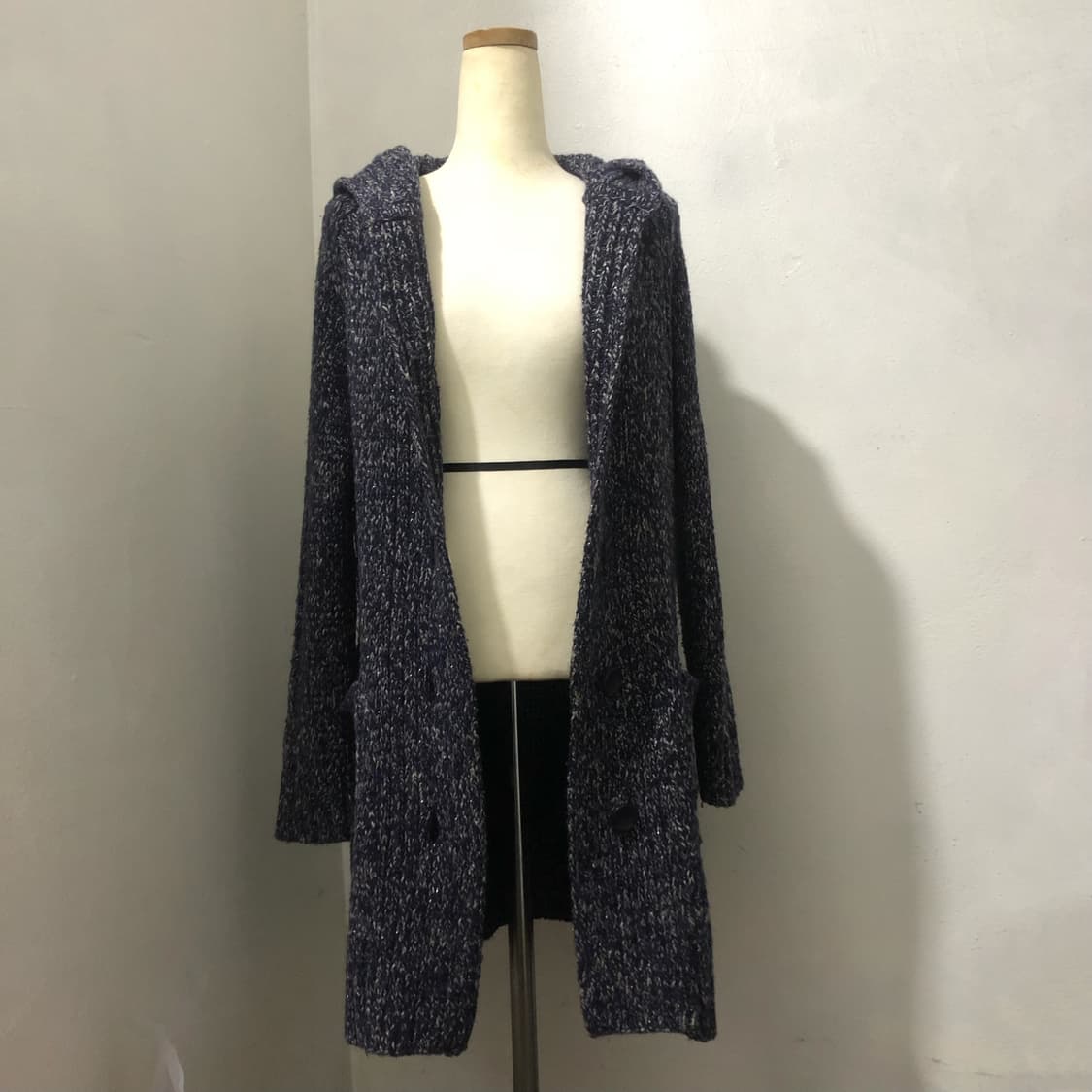 빈티지 solezia 네이비 후드 니트 롱가디건 상품이미지2