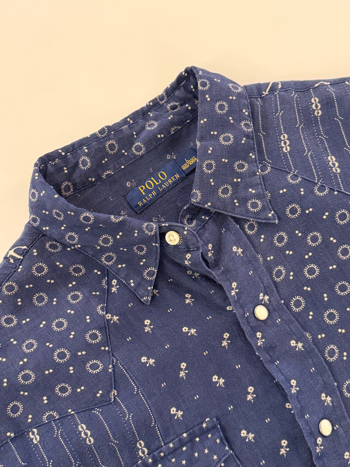 Polo Ralph Lauren 폴로 린넨 앵커 패턴 웨스턴 셔츠 L 상품이미지4