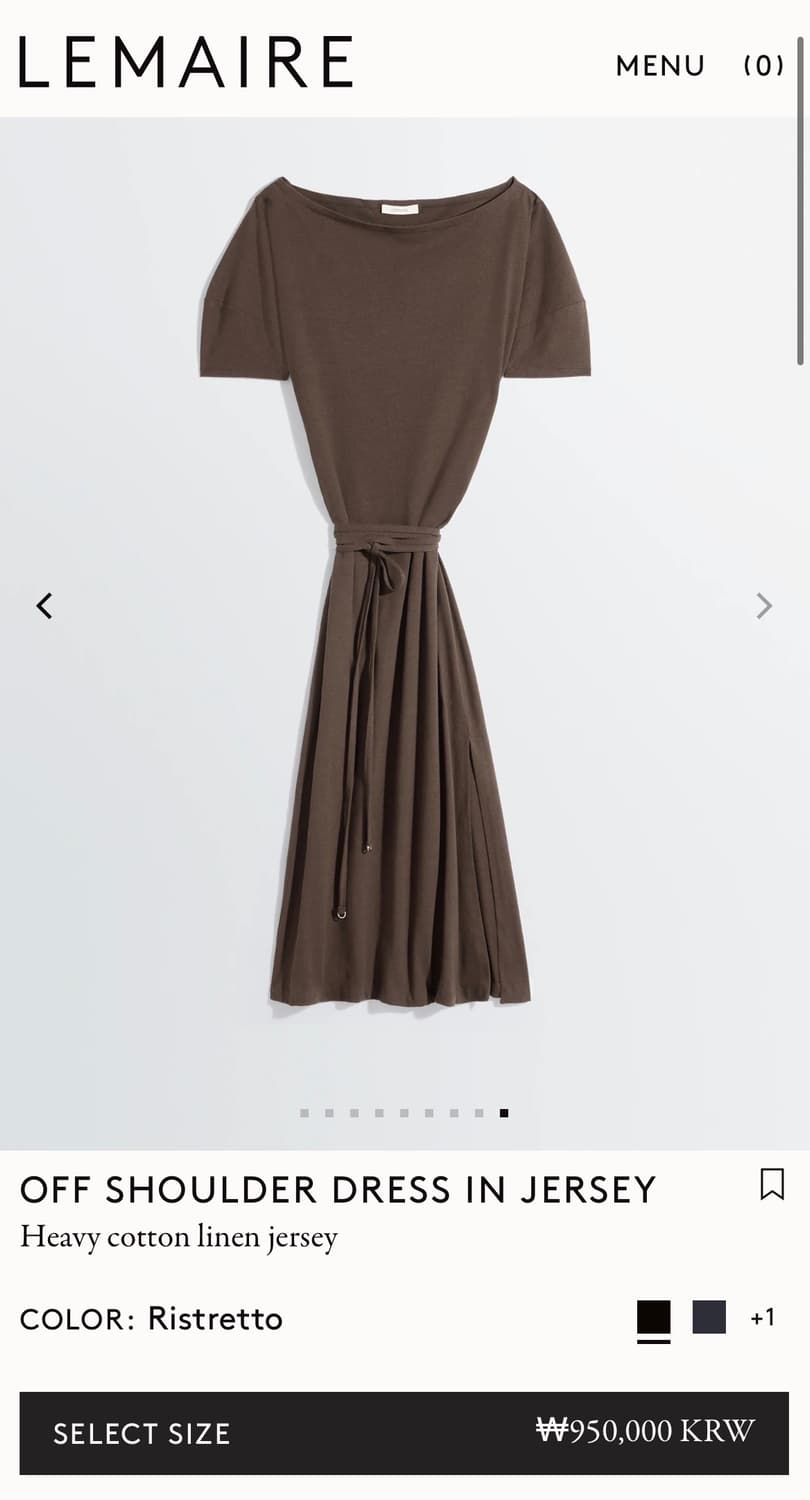 [XS,S,M]르메르 26ss 오프숄더 저지 드레스/리스트레토 상품이미지8