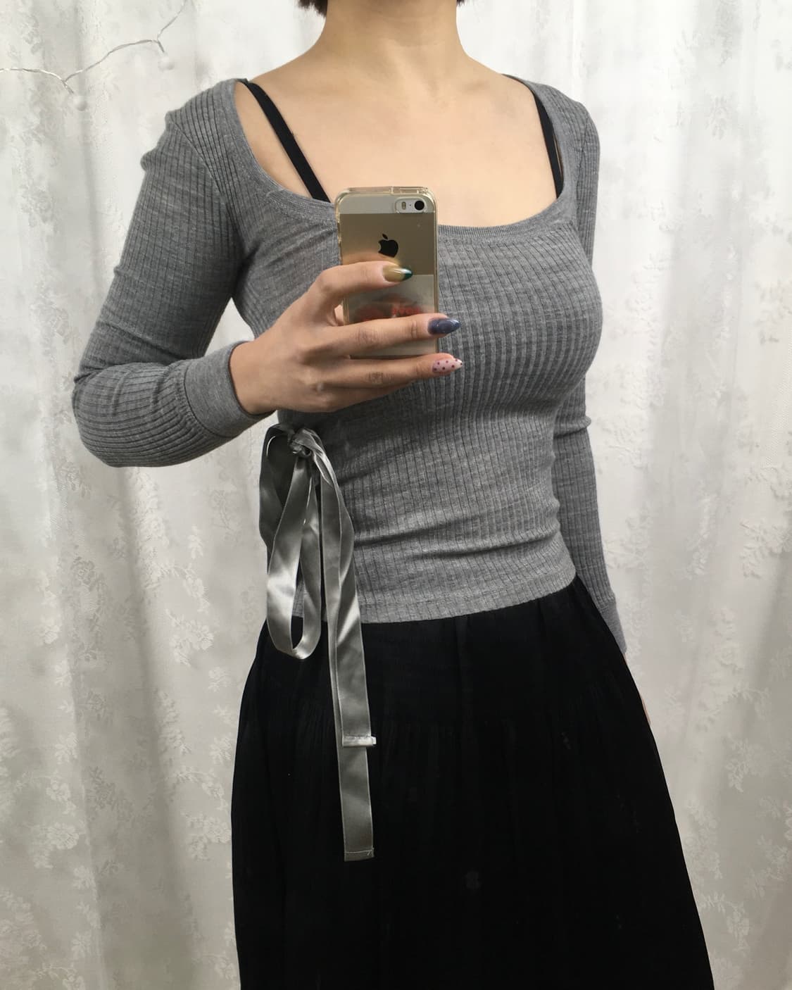 Silver Ribbon Slim Rib Top 상품이미지7