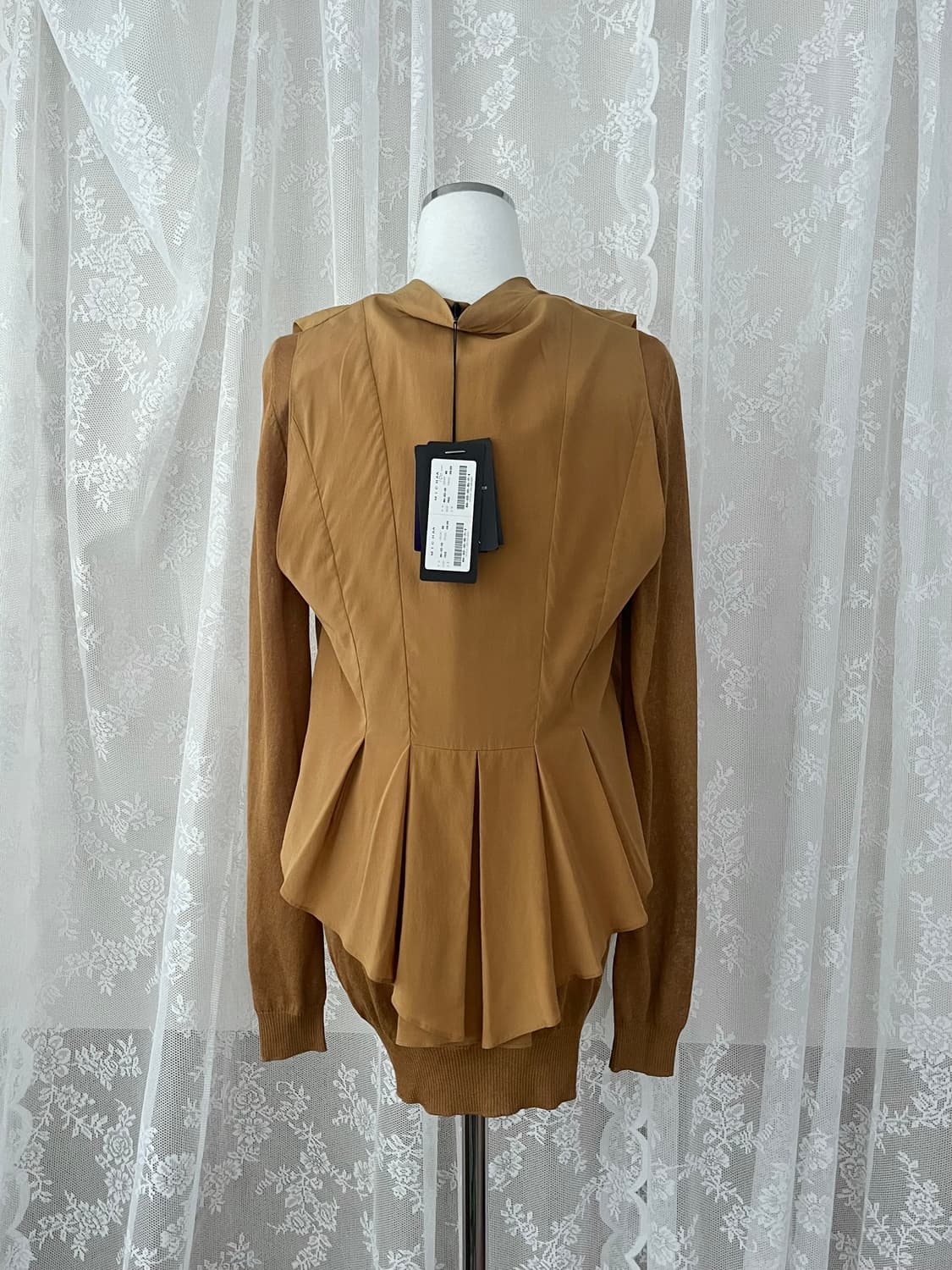 F) 미샤 새상품 실크 레이어드 가디건 카멜 상품이미지3