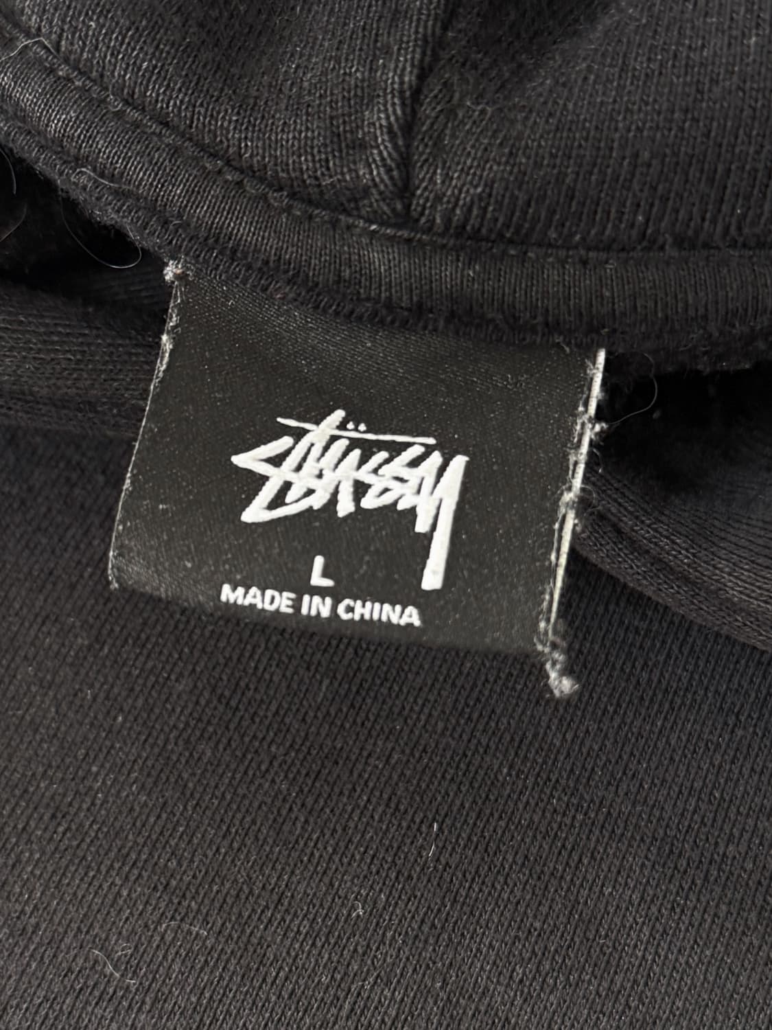 스투시 루즈핏 미드 스탁로고 블랙 스웻 후드 상품이미지4