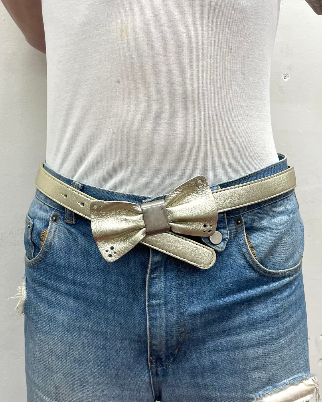 silver leather ribbon belt  상품이미지2