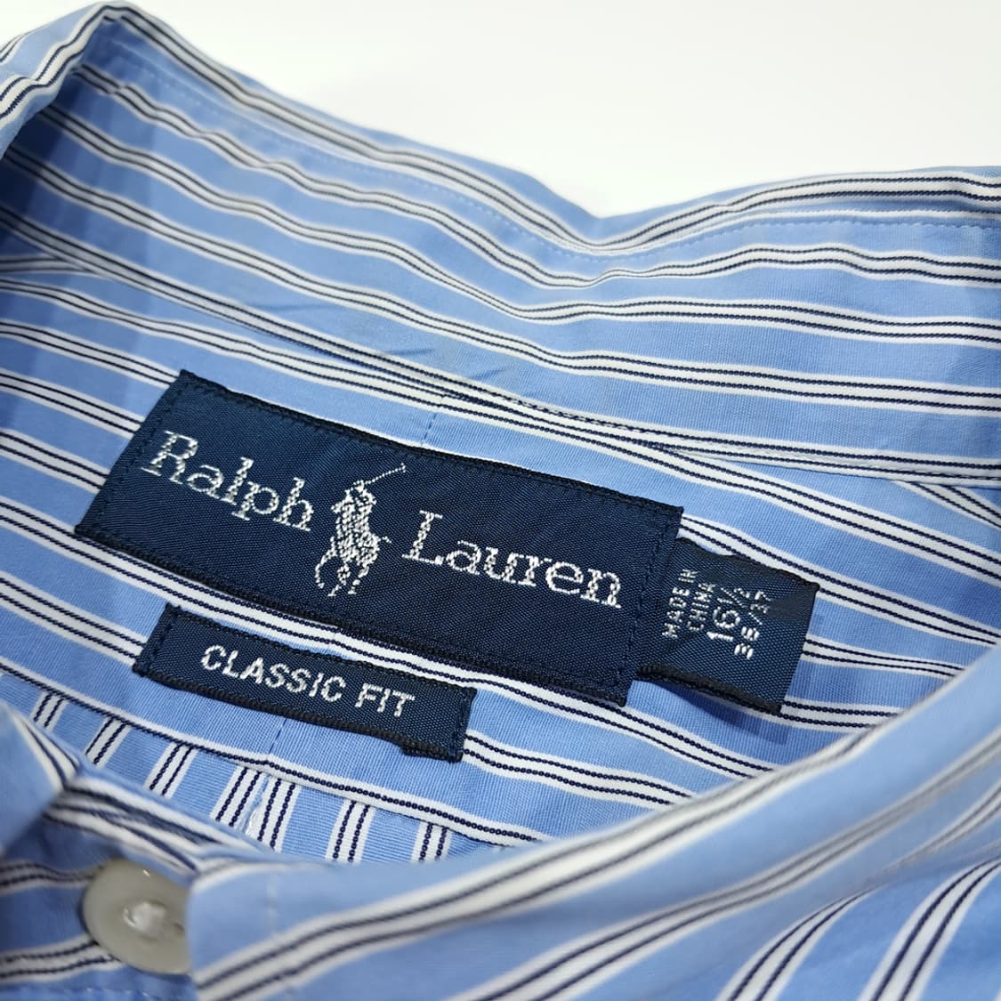 CL614 L 폴로 00s 코튼 뱅커스트라이프 블루 셔츠 남방 상품이미지3