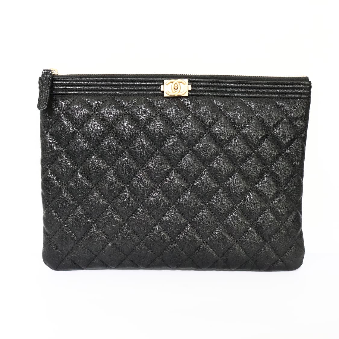 샤넬 보이 캐비어 금장 블랙 클러치백 미디움 27번대 상품이미지2