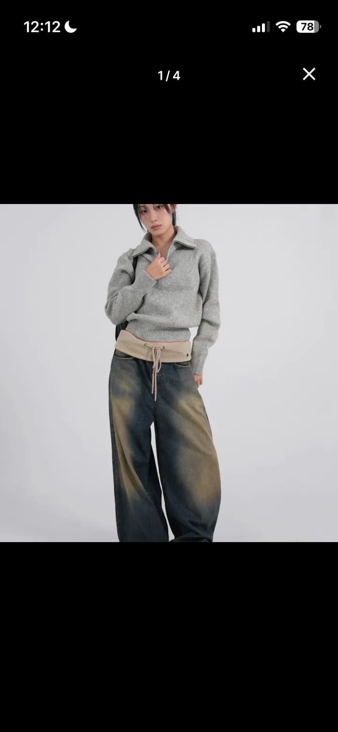 Ootj 밴딩 로우라이즈 빈티지 워싱 팬츠 상품이미지1