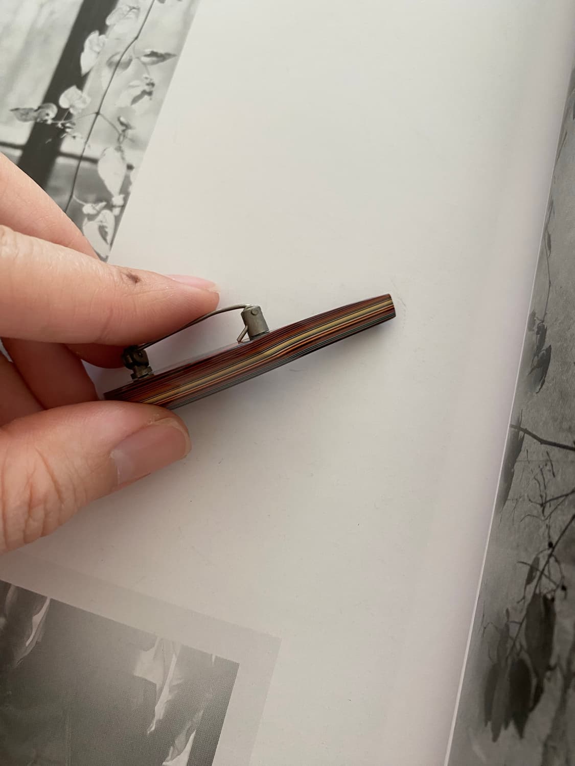 컬러 스트라이프 나뭇잎 브로치 빈티지 상품이미지3