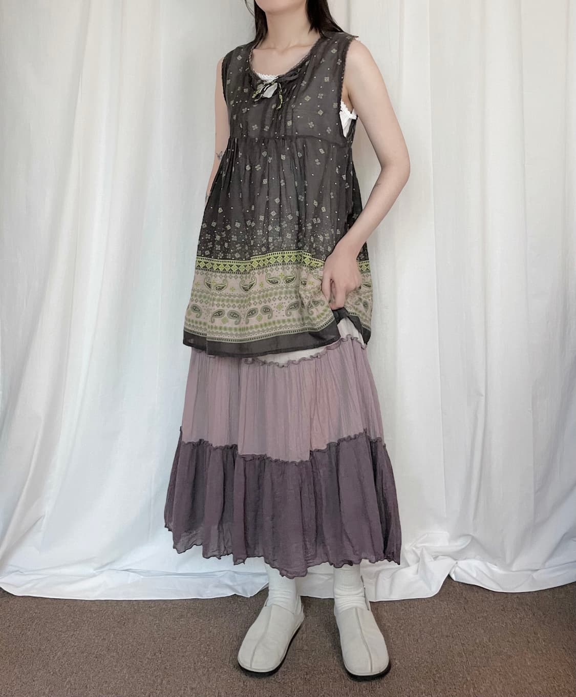 Ethnic Print Sleeveless Blouse  상품이미지3
